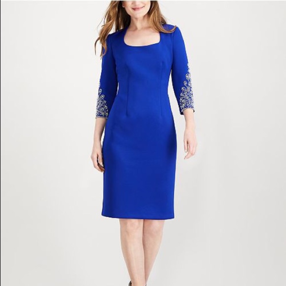 SL Fashions Embellished Scuba Sheath Dress